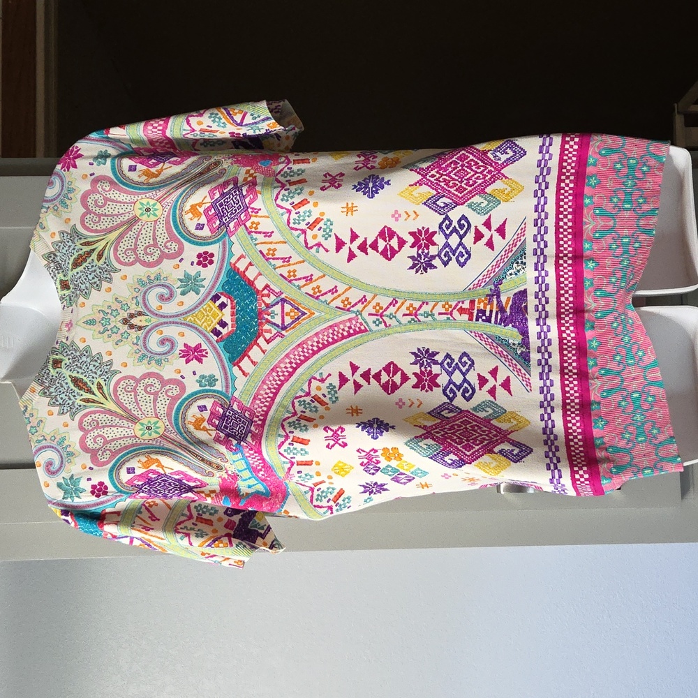 ETRO Milano Silk Pastel Geometric Print Blouse SZ L - Picture 4 of 6